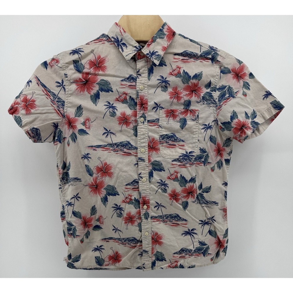 American Eagle Hawaiian Shirt Men's Size L Cotton Floral Tropical Beach Aloha